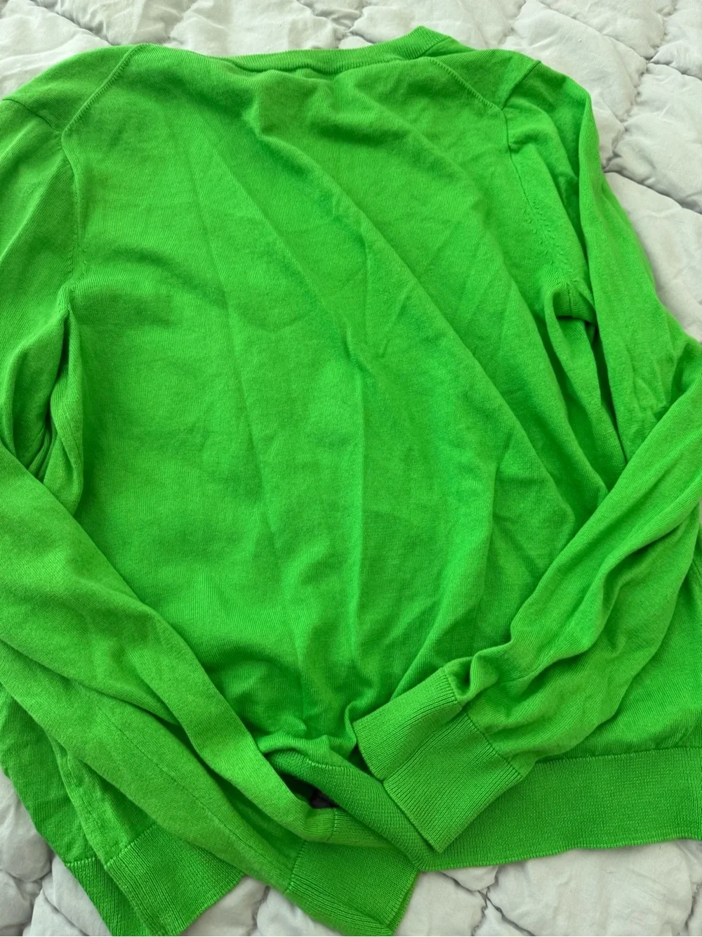 Classic Crewneck Cardigan Sweater - Bright Green - Picture 4 of 4